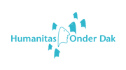 Het logo van Humanitas onder Dak in blauw